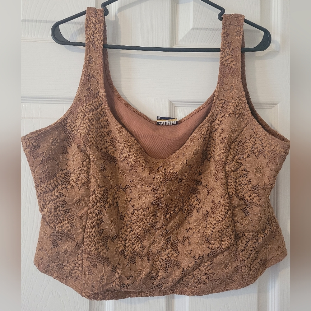 ARULA Lace Sleeveless Corset Cami Tank Top Crop Top
